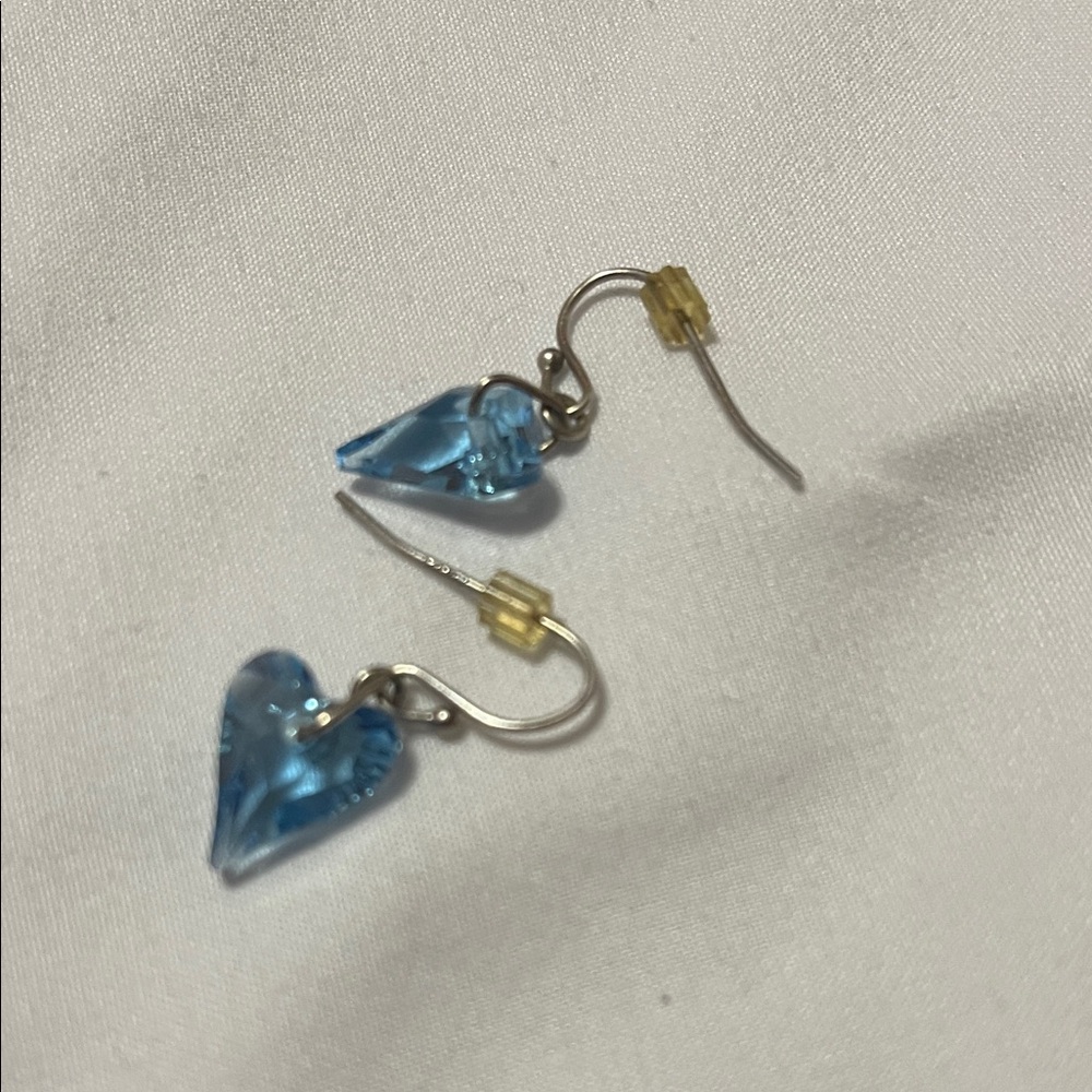 Blue & Silver Dangle Earrings 4 Pairs Floral Heart Drop Earrings Costume Jewelry - Picture 7 of 12